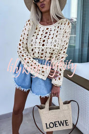Boho Chic Hollow Out Pattern Long Sleeve Loose Top