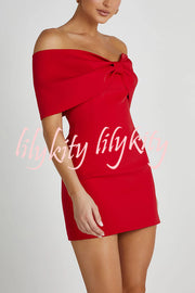 Love is a gift Off Shoulder Bow Mini Dress