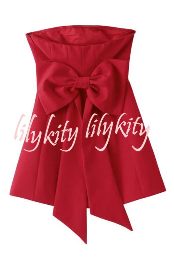 Night To Remember Off Shoulder Back Bow Detail Mini Dress