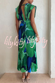 Lifetime of Love Capri Print Umbrella Pleated Maxi Dress