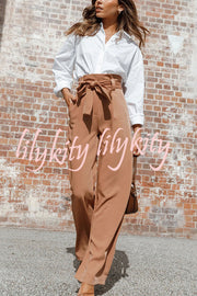 In Vogue Belted Pocketed Wide Leg Pants