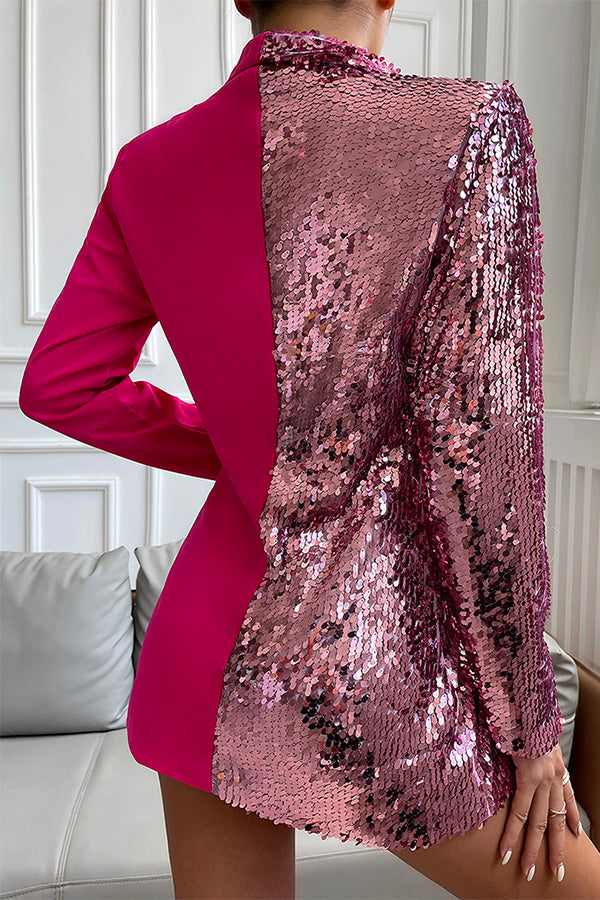 Malibu Queen Colorblock Sequin Blazer Dress