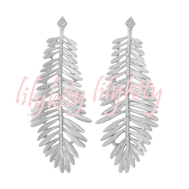 Cutout Feather Leaf Earrings