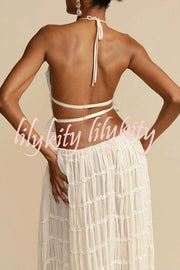 Passion and Romance Pleated Back Elastic Straps Adjustable Halter Tank