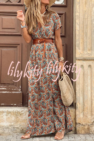 Forgotten Story Paisley Maxi Dress（belt Included）