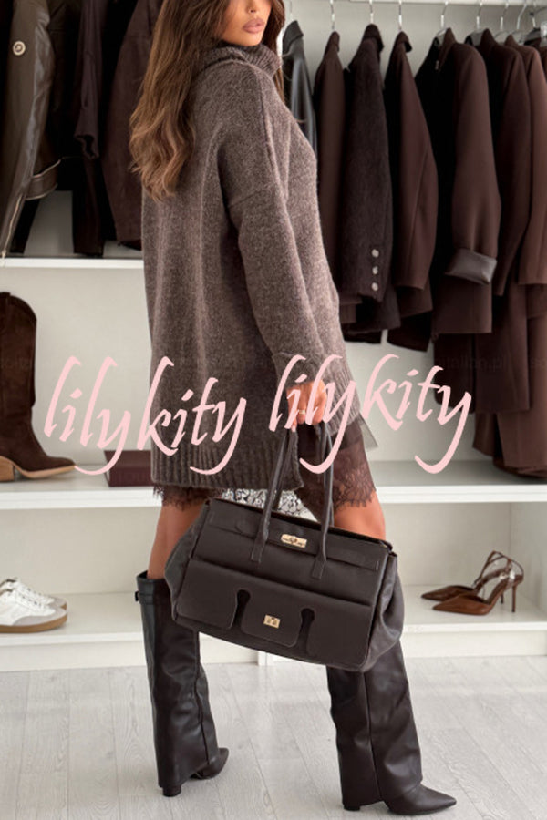 Breezy City Knit Turtleneck Long Sleeve Relaxed Sweater