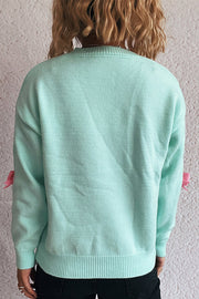 Sweet Bow-knot Casual Round Neck Long-sleeved Knit Sweater