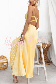 Tucson Sunset Pleated Back Elastic Umbrella Maxi Dress