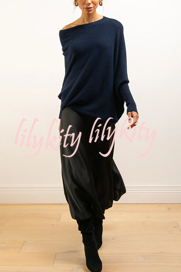 Solid Color Round Neck Long Sleeve Loose Knitted Sweater