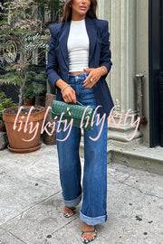 Weekend Plans High Rise Pocketed Straight Wide Leg Jeans