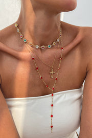 Fashionable Diamond Cross Chain Elegant Multi-layered Necklace