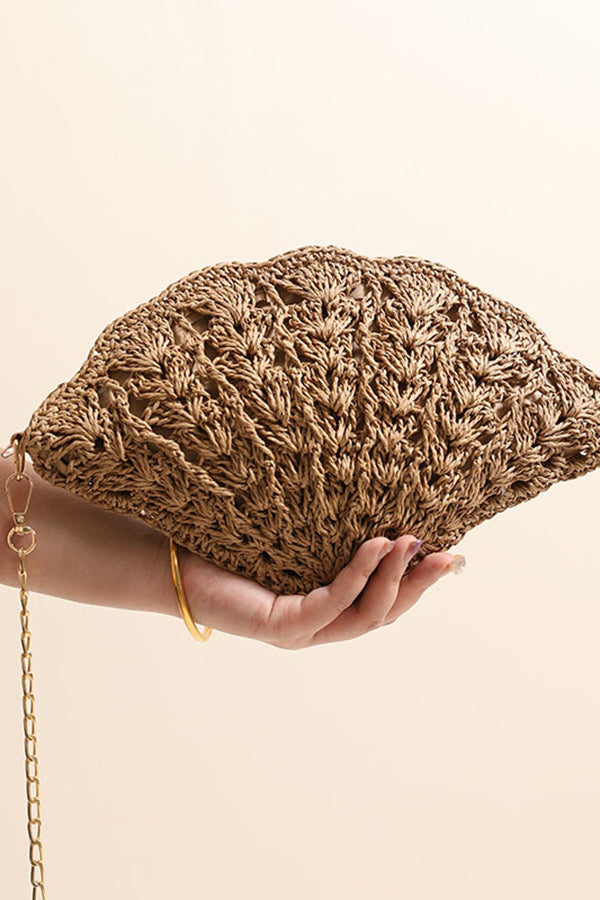 Fairy Shell Hollowed-Out Crossbody Straw Bag