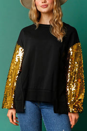 Christmas Sequin Patchwork Long-sleeved Loose Sweatshirt