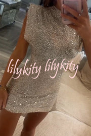 Adorable Sexy Vibes Sequin Wide Sleeve Mini Dress