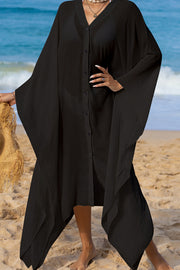 Rustic V Neck Button Down Cover Up