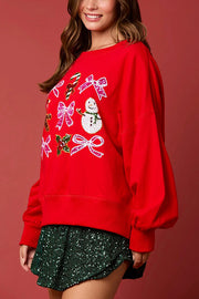 Christmas Personalized Sequined Casual Long Sleeve Sweatshirt