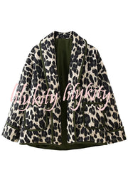 Leopard Print Loose Lapel Pocket Jacket