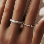 Micro Pav¨¦ Triple Row Half Eternity Wedding Band  Ring in 925 Sterling Silver