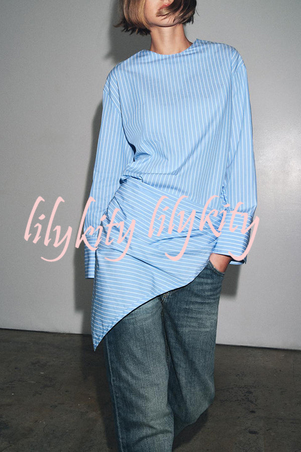 Meliora Striped Multi Position Scarf Long Sleeve H-line Shirt