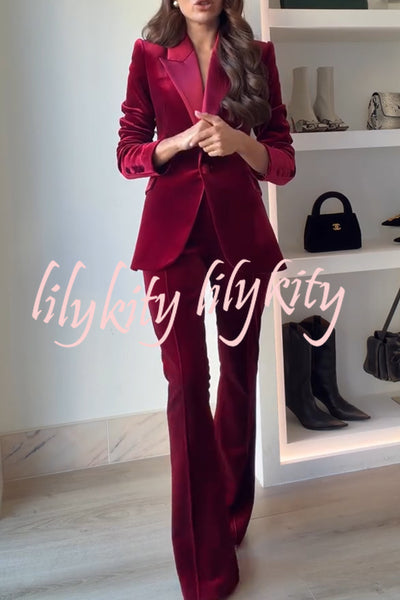 Delicate Daze Velvet High Rise Elastic Waist Flare Pants