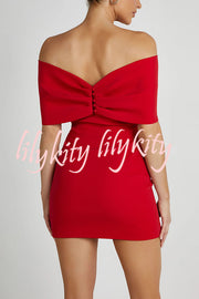 Love is a gift Off Shoulder Bow Mini Dress