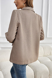 Vintage Houndstooth Lapel Long-sleeved Casual Blazer