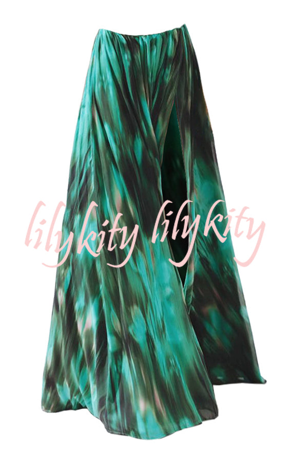 Unique Printed High Slit Beach Maxi Dress