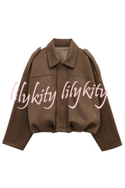 Fashion Lapel Long-sleeved Casual Bomber Jacket