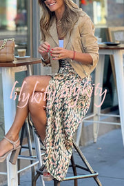 Unique Print High-Waisted Casual Slit Maxi Skirt