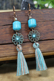 Fashionable Hollow Carved Alloy Tassel Retro Earrings