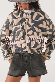 Chrissa Unique Printed Casual Long Sleeve Pocket Cotton Jacket