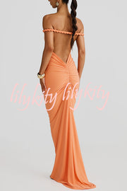 Everything You Want Rope Detail Backless Ruched Stretch Maxi Dress