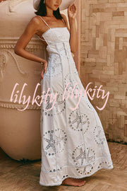 Simona Embroidered Starfish Pattern Backless Tie-up Slip Maxi Dress
