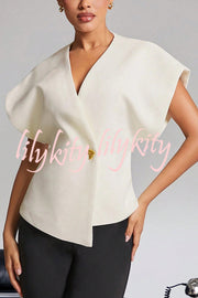 Fashion Button V-neck Asymmetrical Suit Vest