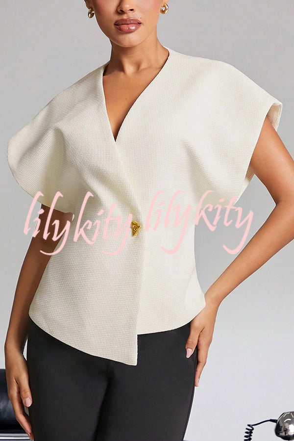 Fashion Button V-neck Asymmetrical Suit Vest