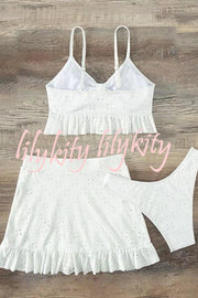 Hollow Patchwork Suspender Strap Three Pieces Swimsuit Set