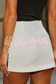 Enhance Look Colorblock Long Sleeve Pocket Lapel Blazer and And Mid Rise Mini Skort Set