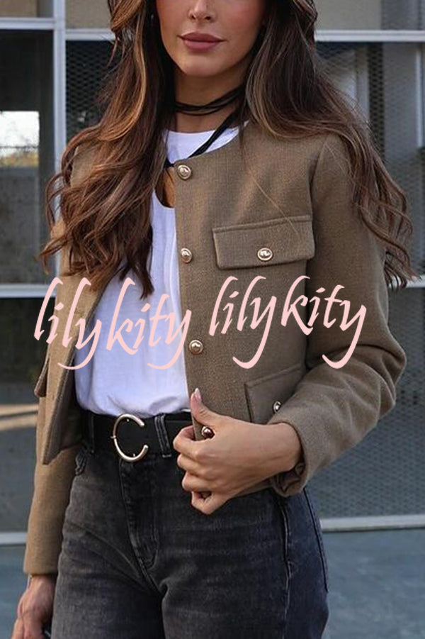 Stylish Buttoned Long Sleeve Casual Pocket Blazer