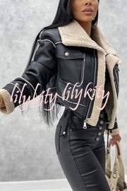 Stylish Lambswool Short Zipped Biker Jacket