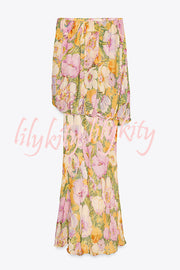 Floral Print Off-the-shoulder Irregular Loose Maxi Dress
