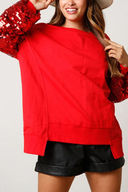 Christmas Sequin Patchwork Long-sleeved Loose Sweatshirt