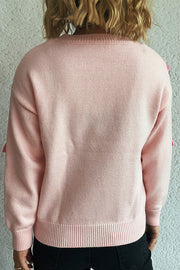 Sweet Bow-knot Casual Round Neck Long-sleeved Knit Sweater