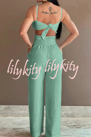 Three-dimensional Flower Accessories Hollow Pocket Jumpsuit