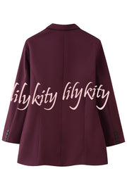 Solid Color Lapel Long Sleeve Casual Pocket Long Blazer