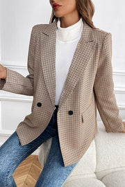 Vintage Houndstooth Lapel Long-sleeved Casual Blazer