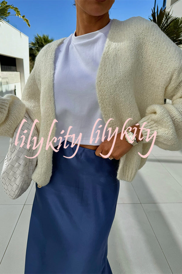 Solid Color Casual Long Sleeve Knitted Cardigan