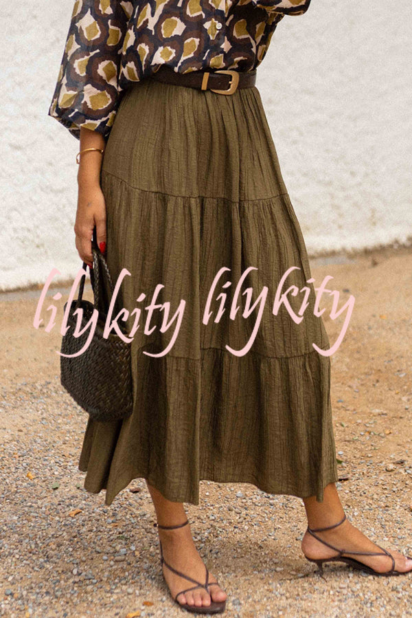 Solid Color Splicing Casual Vacation Maxi Skirt