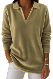 Solid Color Velvet Long-sleeved Loose Casual Top