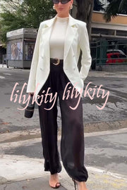 Autumn Avenue Double-breasted Long Sleeve Lapel Loose Blazer
