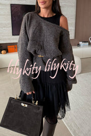 Upper East Chic Knit Wide Neck Long Sleeve Relaxed Sweater